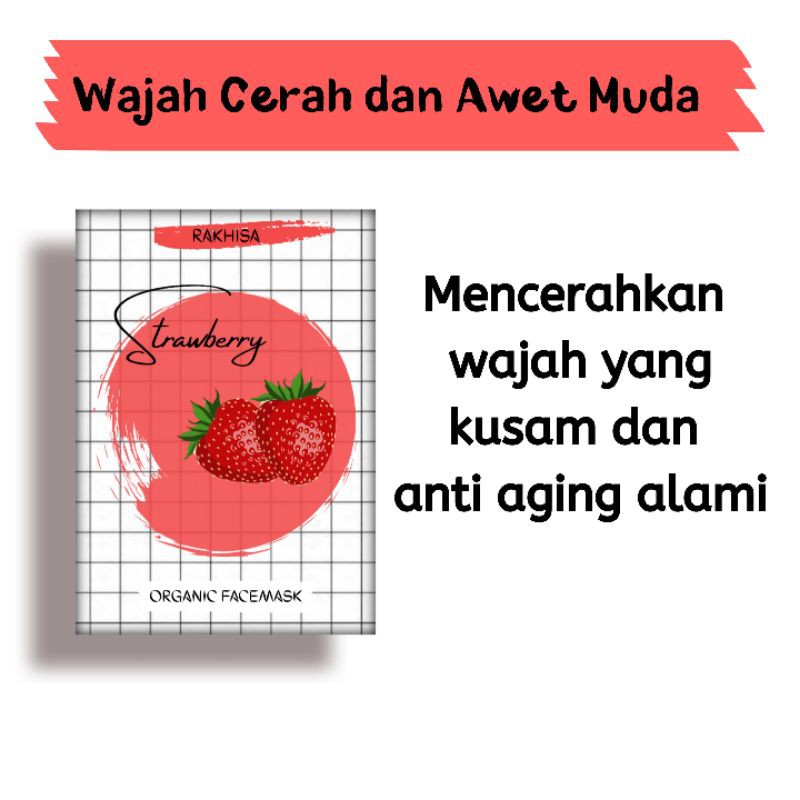 MASKER WAJAH ORGANIK 20gr 12 varian-Strawberry