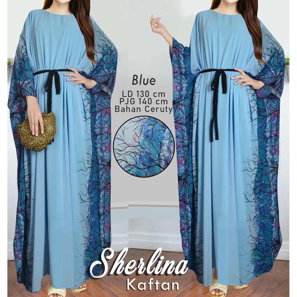 Kaftan Sherlina Bahan Ceruty Motif Tali Lepas