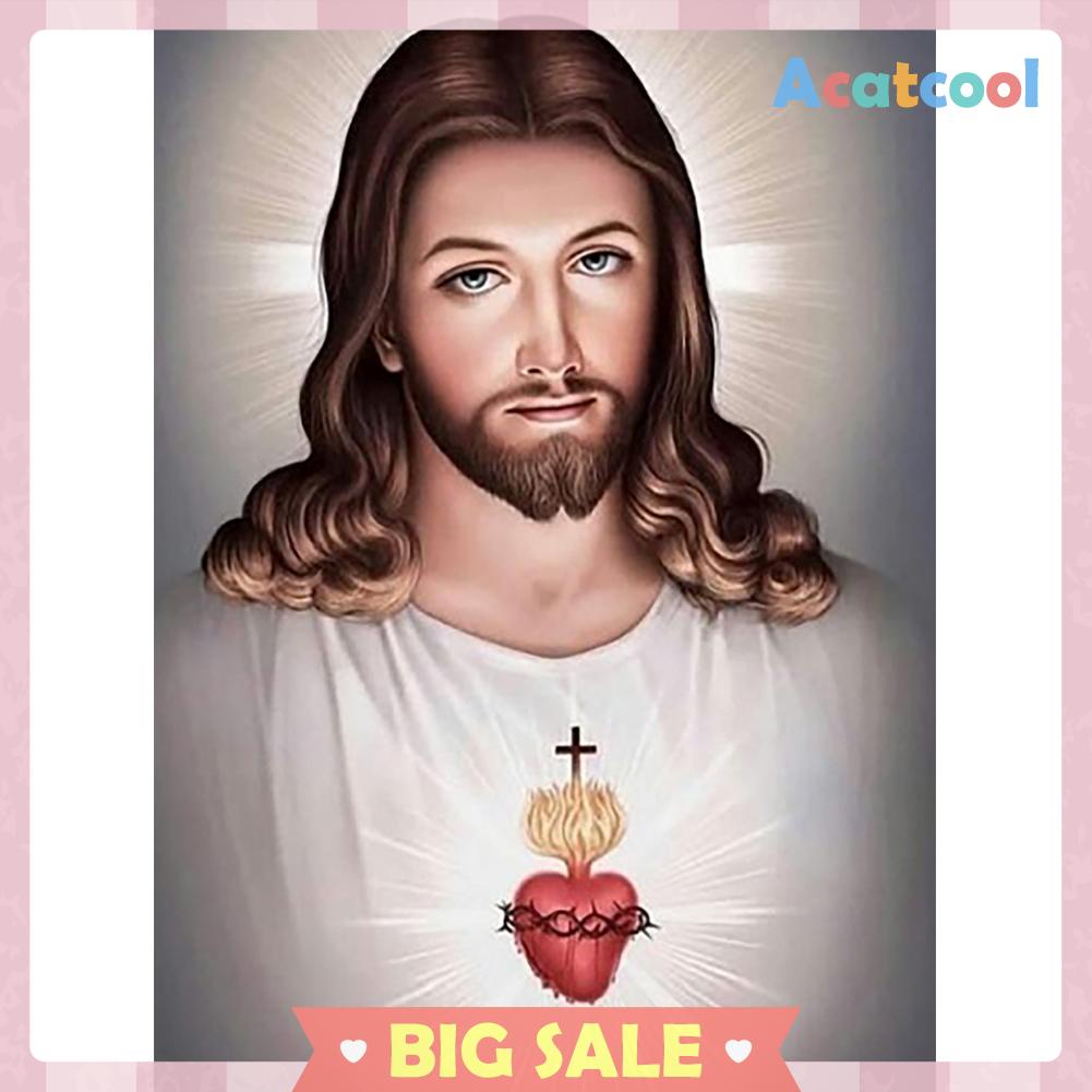 Lukisan Sulaman Berlian 5d Jahitan Bersilang Desain Jesus Model Diy