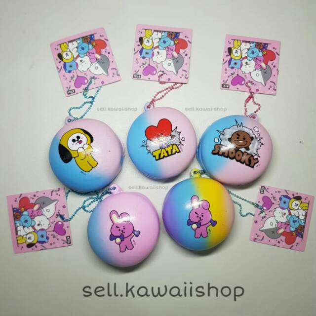 Squishy bt21 mini hamburger burger bts rainbow galaxy bts bt 21 slow chimmy tata shooky cooky tag