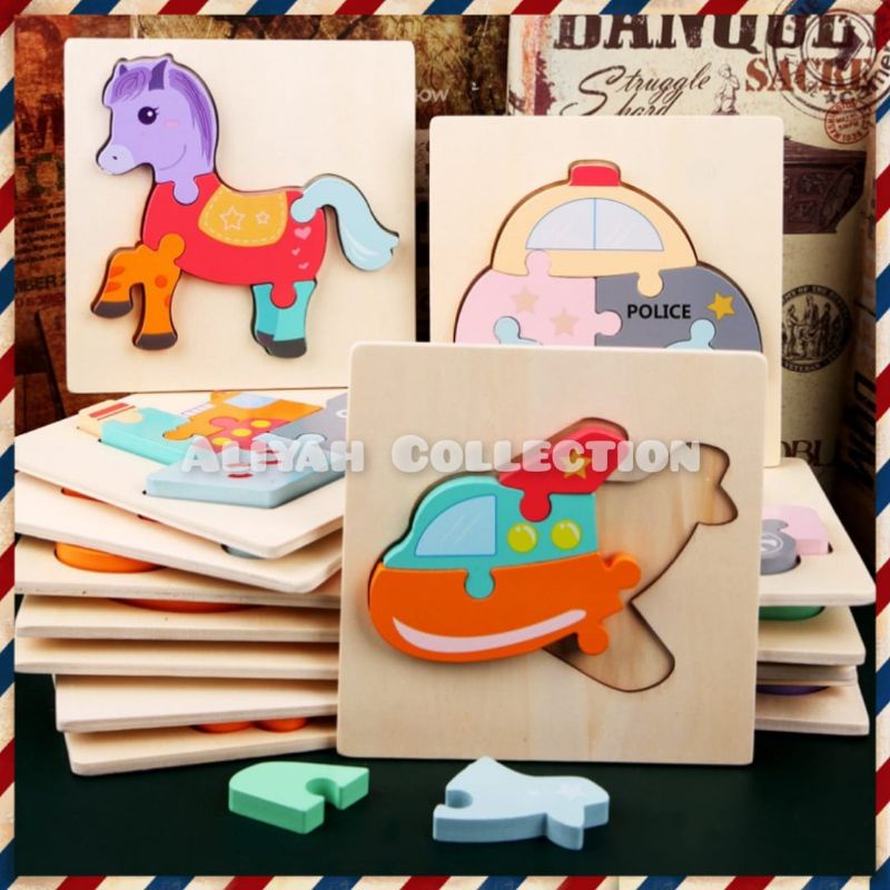 Puzzle Mini Pastel Wooden Puzzle Kayu Puzzle Anak Mainan Kayu Puzzle