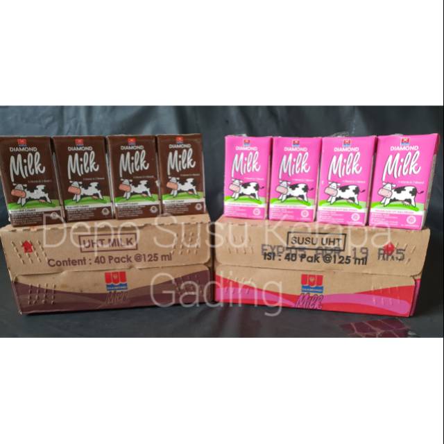  Susu  Diamond  UHT 125ml X 40 Pcs Coklat  Strawberry Kartonan 