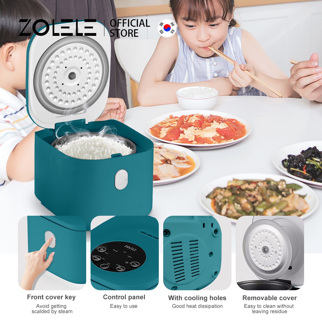 ZOLELE Rice Cooker Mini Smart Penanak Nasi 24h Fungsi Reservasi 2-4 Porsi Multi Non Stick Cooking Pot Portable Non Stick Pressure Ricecooker Kecil Low Watt Steamer Elektrik Listrik ZB002