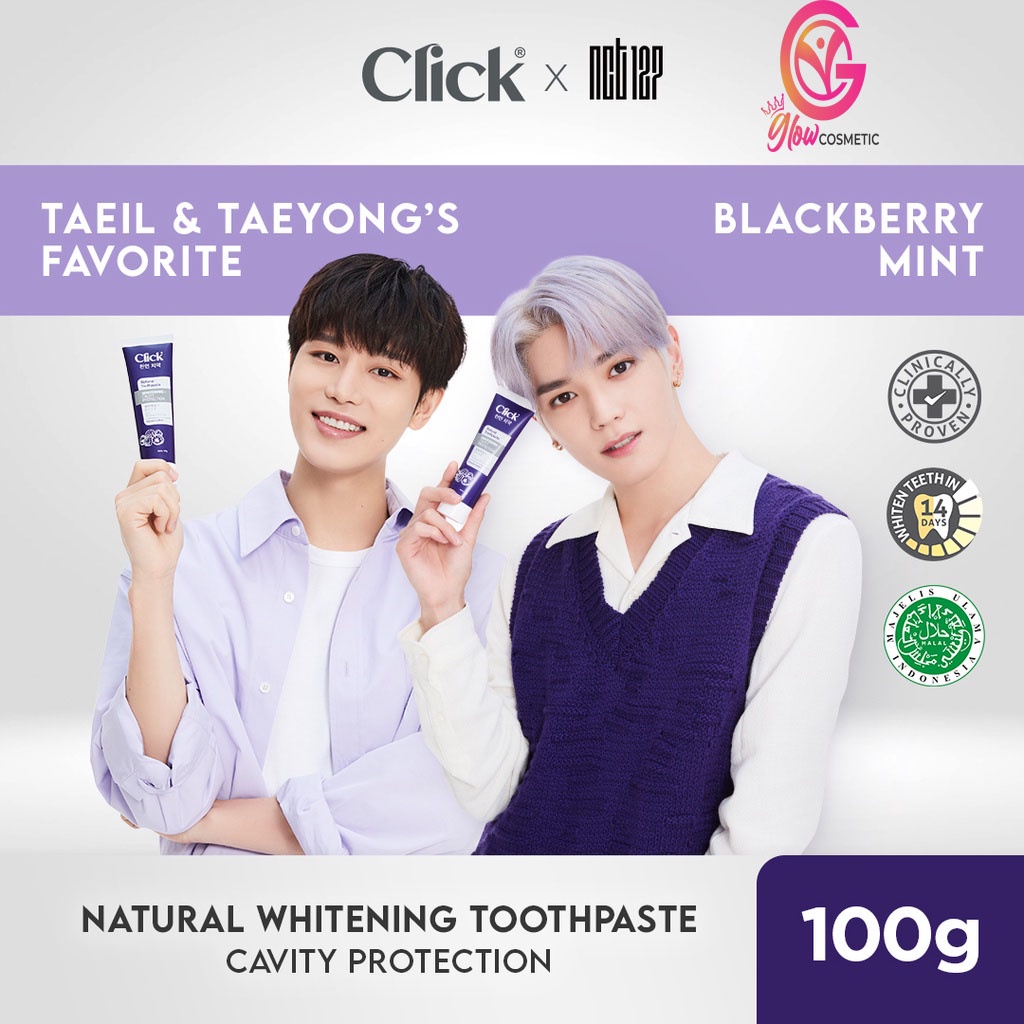 CLICK NATURAL TOOTHPASTE WHITENING+CAVITY PROTECTION ( BLACKBERRY MINT) 100G