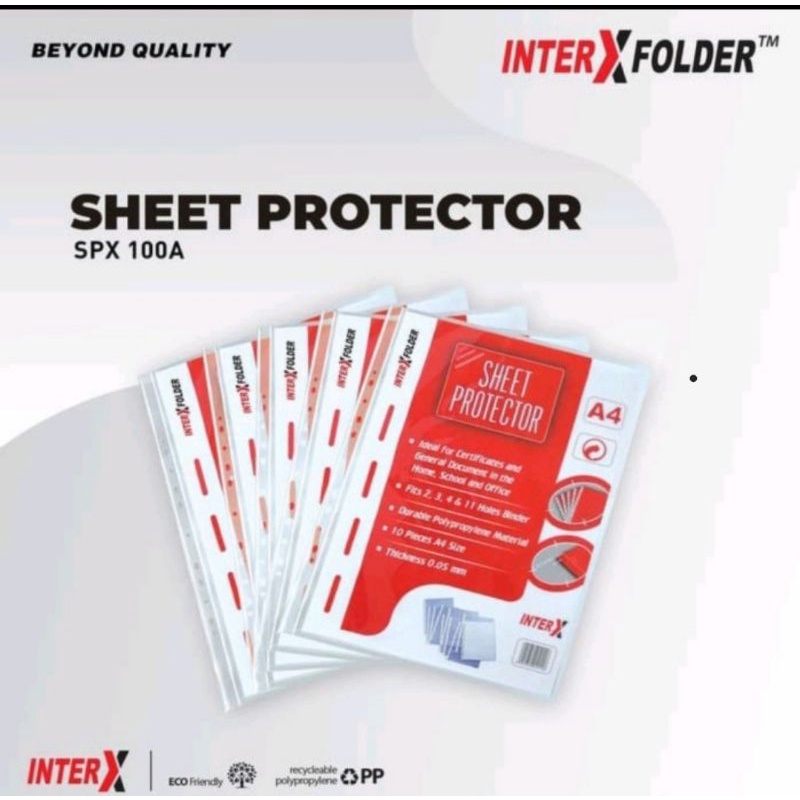

Plastik pp pocket / sheet protector A4 Interx isi 10 lembar
