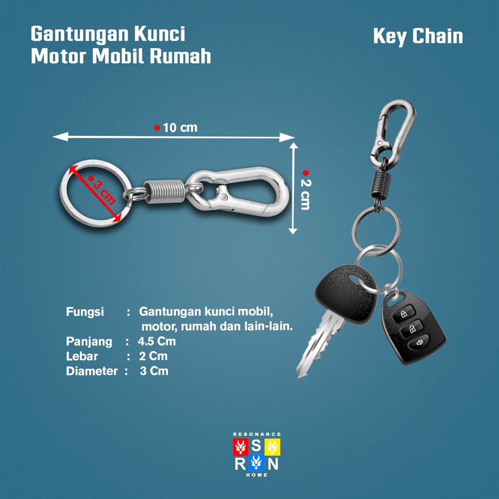 Gantungan Kunci Motor Mobil Rumah Keren Car Keyring Aksesoris Pria Wanita Resonance Home