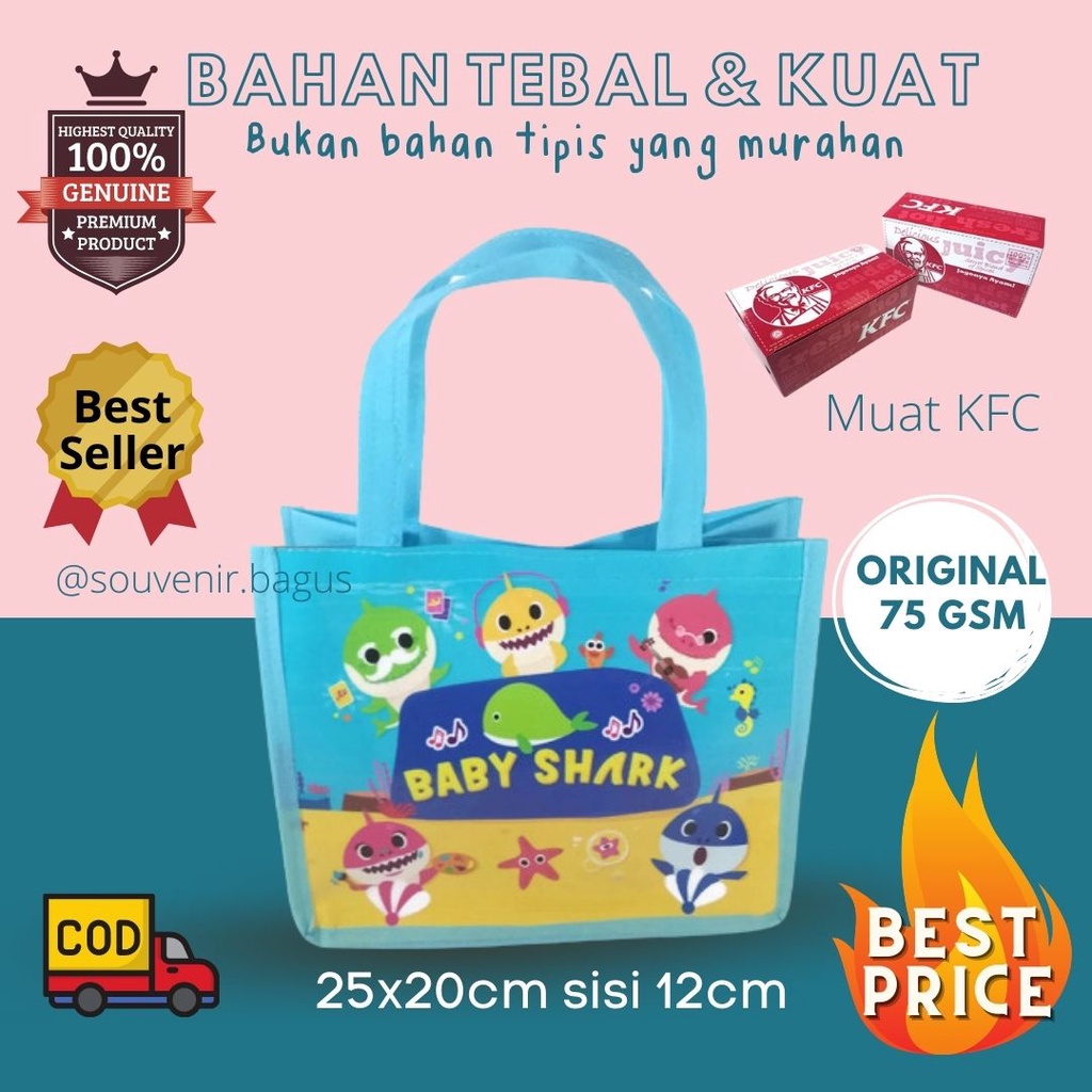 Tas Ultah Baby Tas Souvenir Ulang Tahun Anak Baby Shark MURAH TERLARIS Animal BLUE PINK PROMO Free Ongkir