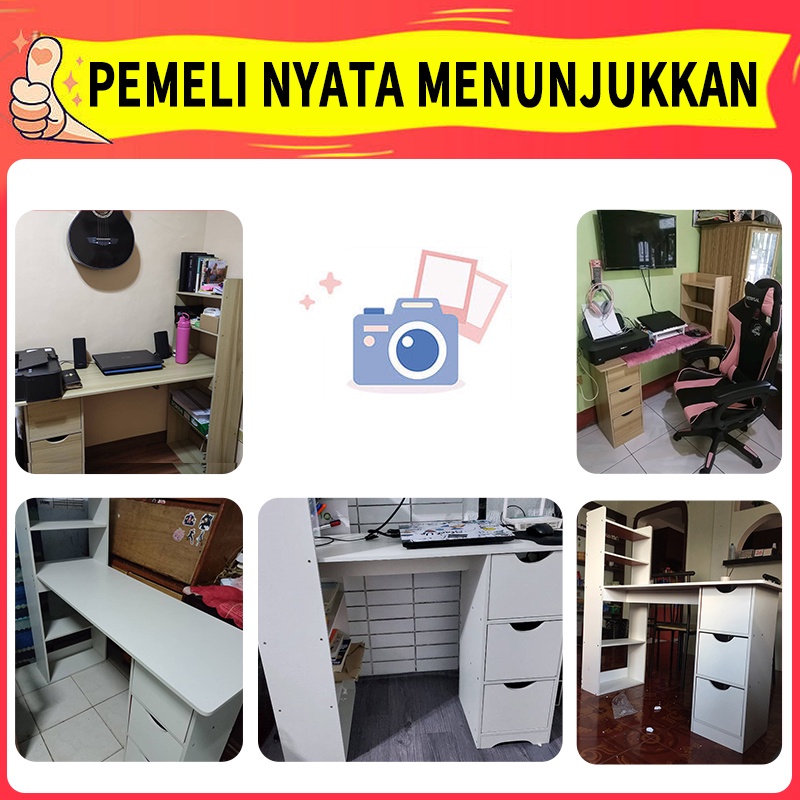 Weyon Sakura Meja Komputer/Meja belajar/rak buku/meja buku/meja kantor/meja pc/lemari meja belajar/rak gantung/Meja Kerja+lemari buku  120*38*100(H table)