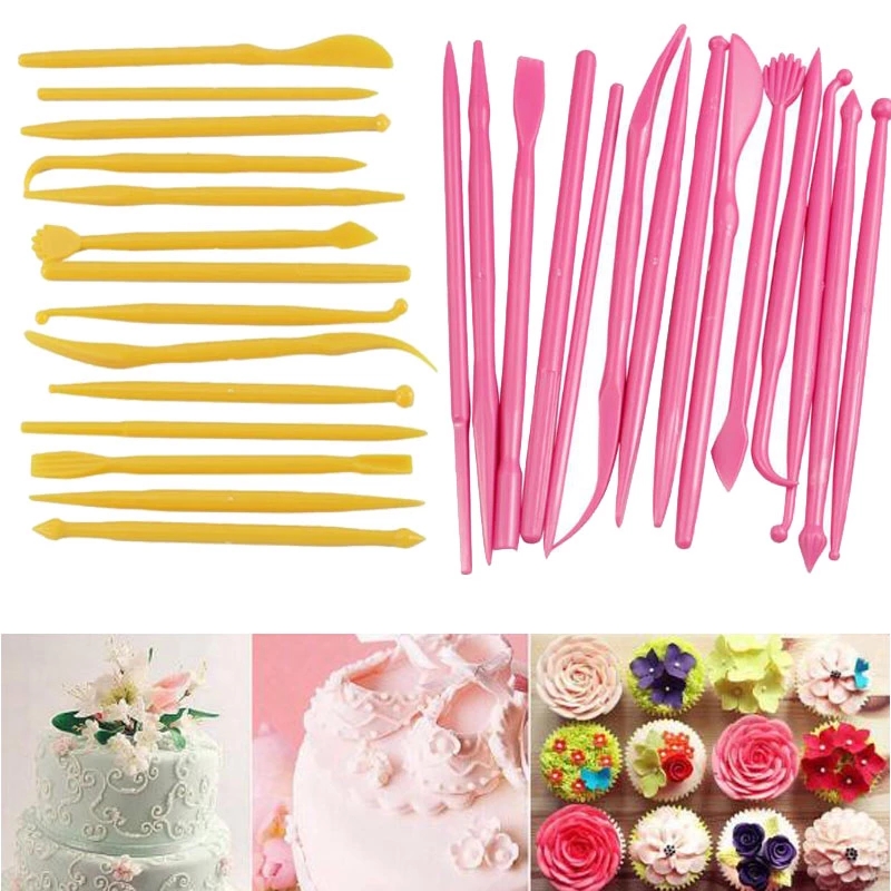 14pcs / Set Pen Ukir Fondant / Tanah Liat / Dekorasi Kue Diy