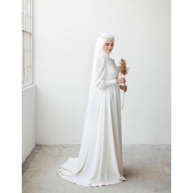 set gaun akad simple/ wedding gown syari