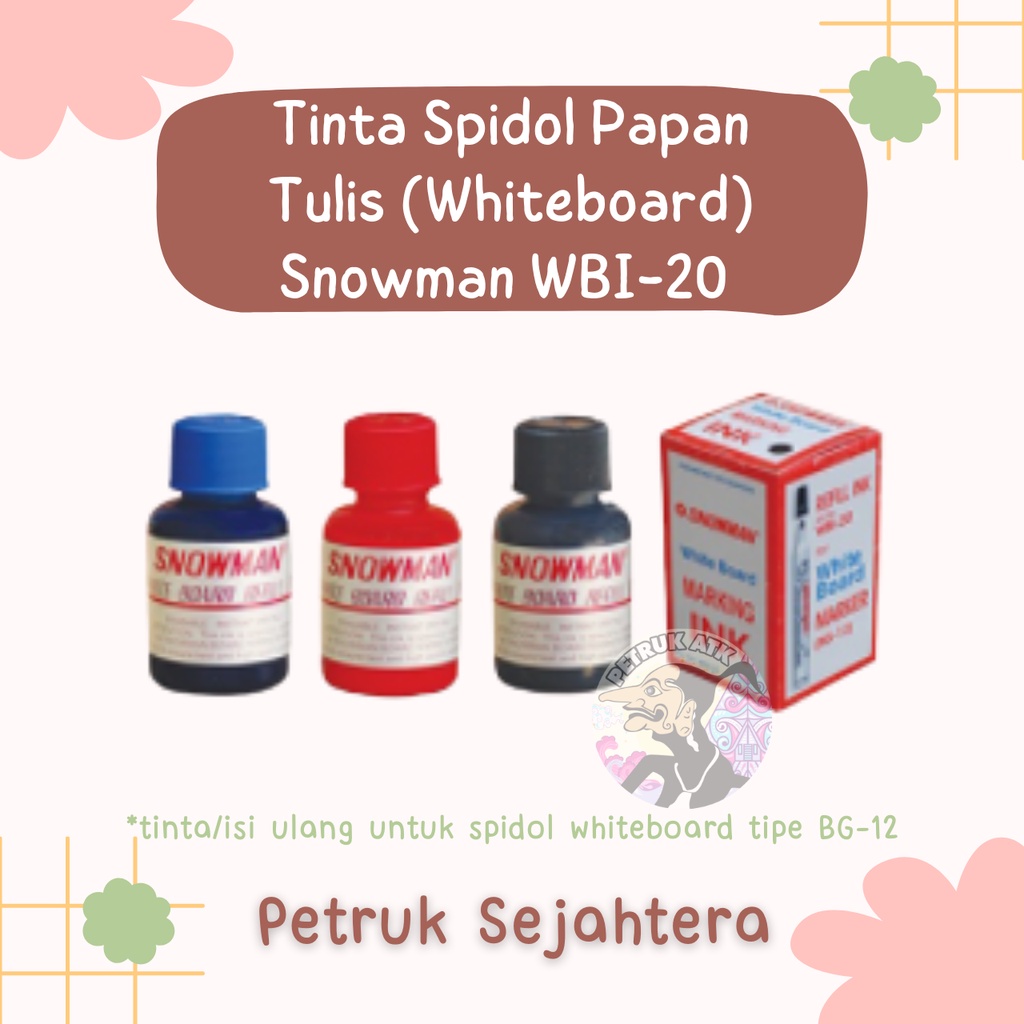 

[PCS] TINTA / ISI ULANG / REFILL SPIDOL PAPAN TULIS / WHITEBOARD WHITE BOARD SNOWMAN WBI-20 / WBI20 HITAM / BIRU / MERAH*