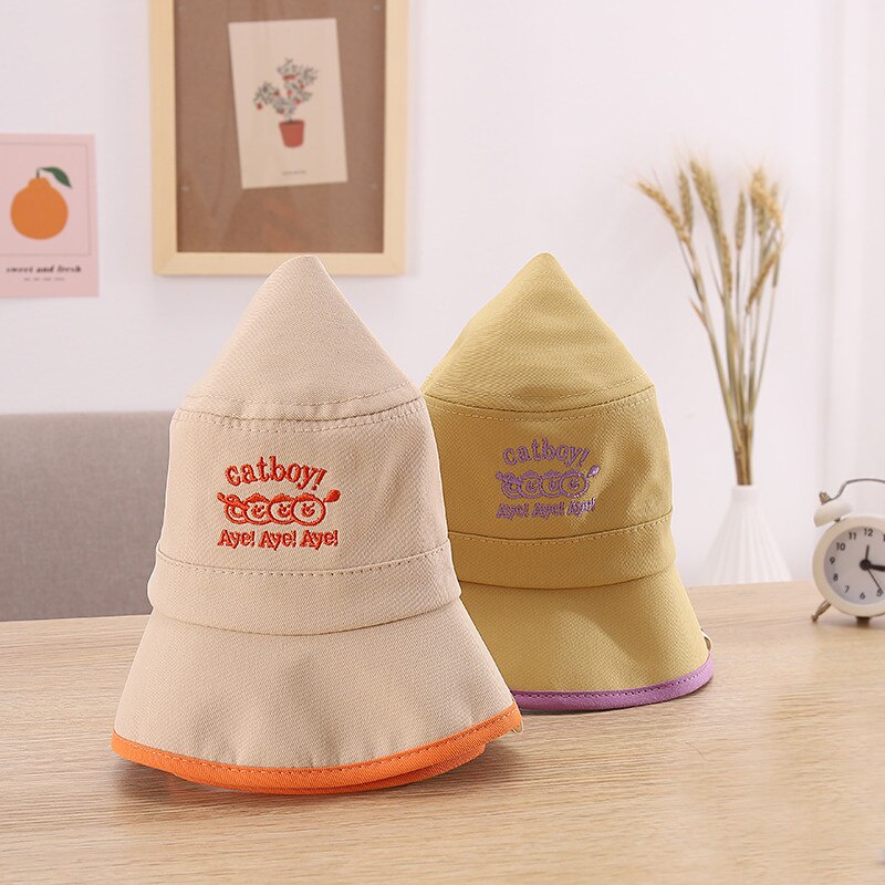 Bucket Hat Anak Tali Bordir Catboy / Bucket Anak Perempuan Laki Laki