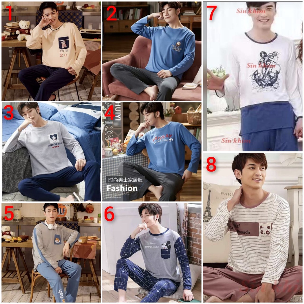 baju tidur piyama kaos import,cowok lengan panjang celana panjang PPkaos027