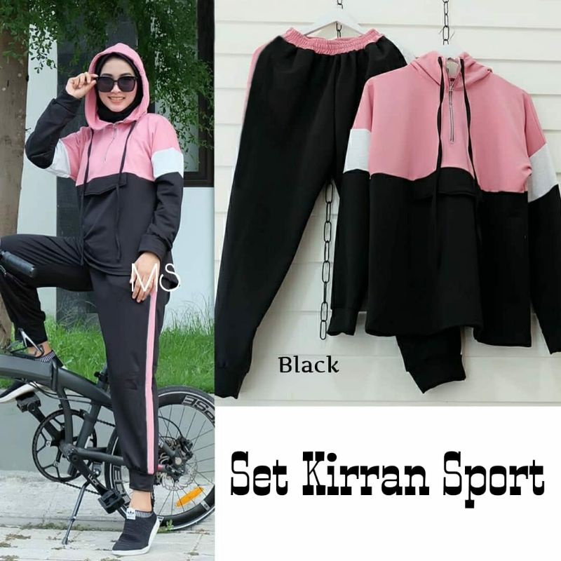 3 UKURAN L XL XXL SET KIRRAN SPORT HOODIE FASHION PAKAIAN WANITA SETELAN ATASAN DAN CELANA BABYTERRY MS ADA VIDEO REAL PICT