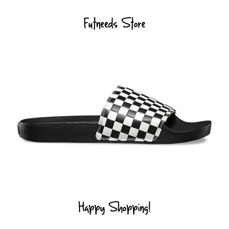 white checkered vans slides