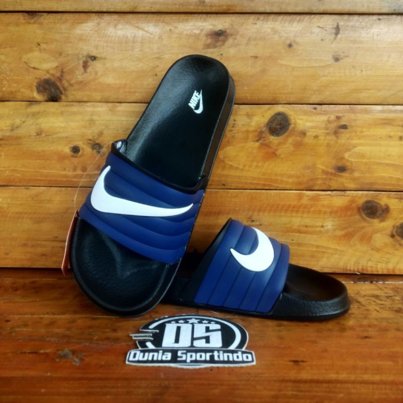 SANDAL SLIDE NIKE BENASSI TPR SWOOSH UPPER BLUE PREMIUM || SANDAL SLIDE PRIA SIMPLE RINGAN.