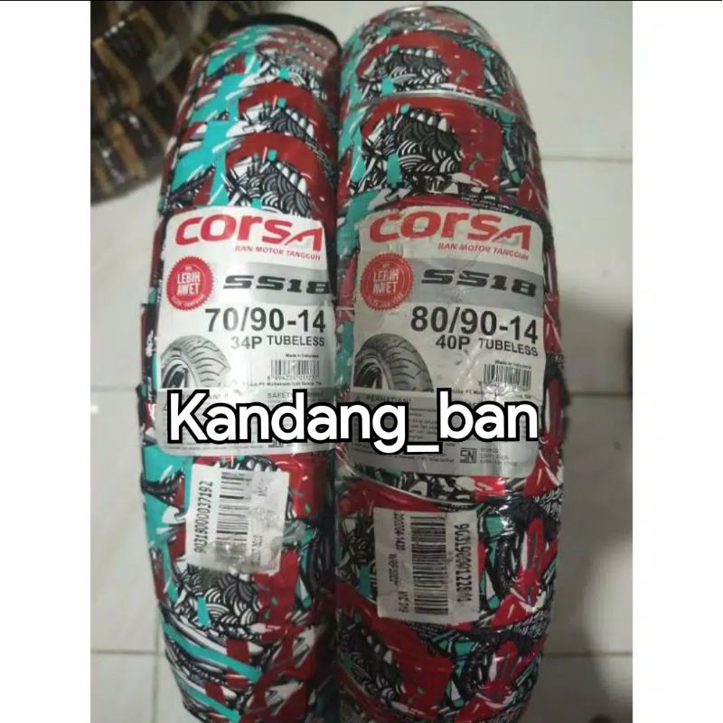 PAKET BAN TUBLES MATIC CORSA 70/90 + 80/90.14 BAN BARU 100% ORIGINAL, FREE PENTIL