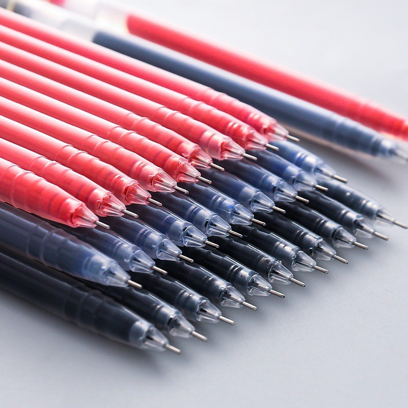 10pcs/set Pengisi Pena Gel Tinta Merah Biru Hitam 0.5mm Alat Tulis Kantor Sekolah