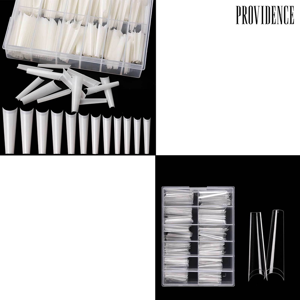 Providence 240Pcs/Box Nail Tips French Styles Flat Head Ultra Long Coffin Half Cover Extra Long Nail Tips for Female