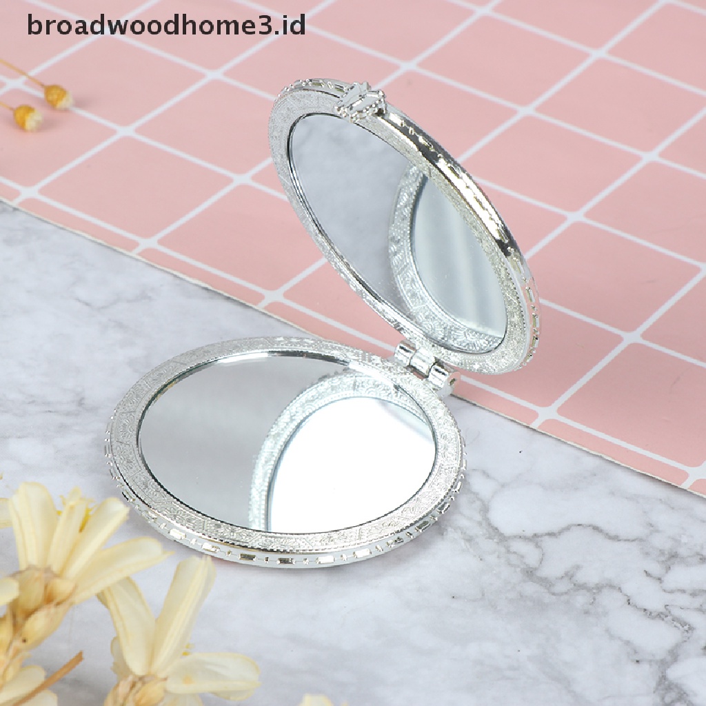 (Home) Cermin Saku Lipat Mini Dua Sisi Motif Bunga Vintage