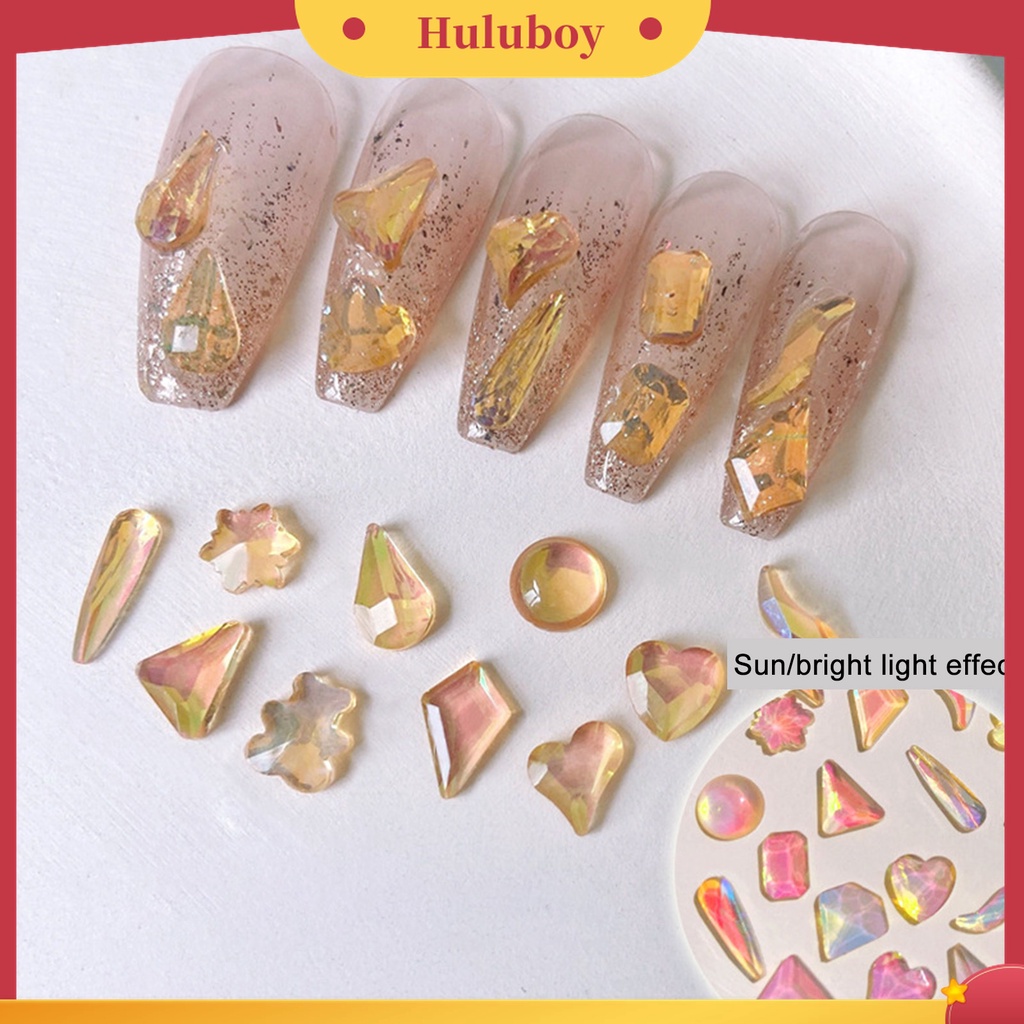 Huluboy Huluboy♡ 1 Kotak 12 Grids Glitter Bahan Resin Untuk Dekorasi Manicure