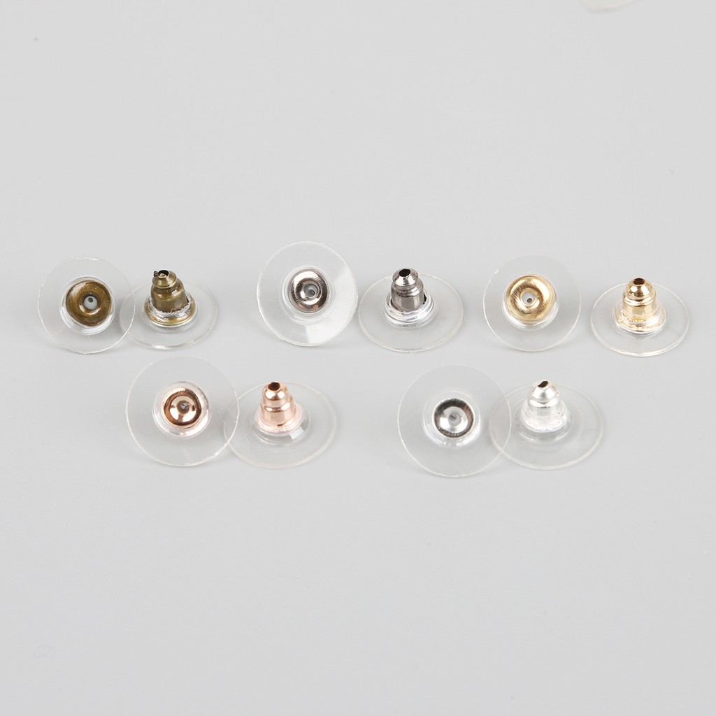 50 Pcs Stopper Anting Bentuk Bulat Bahan Silikon Untuk Aksesoris Perhiasan