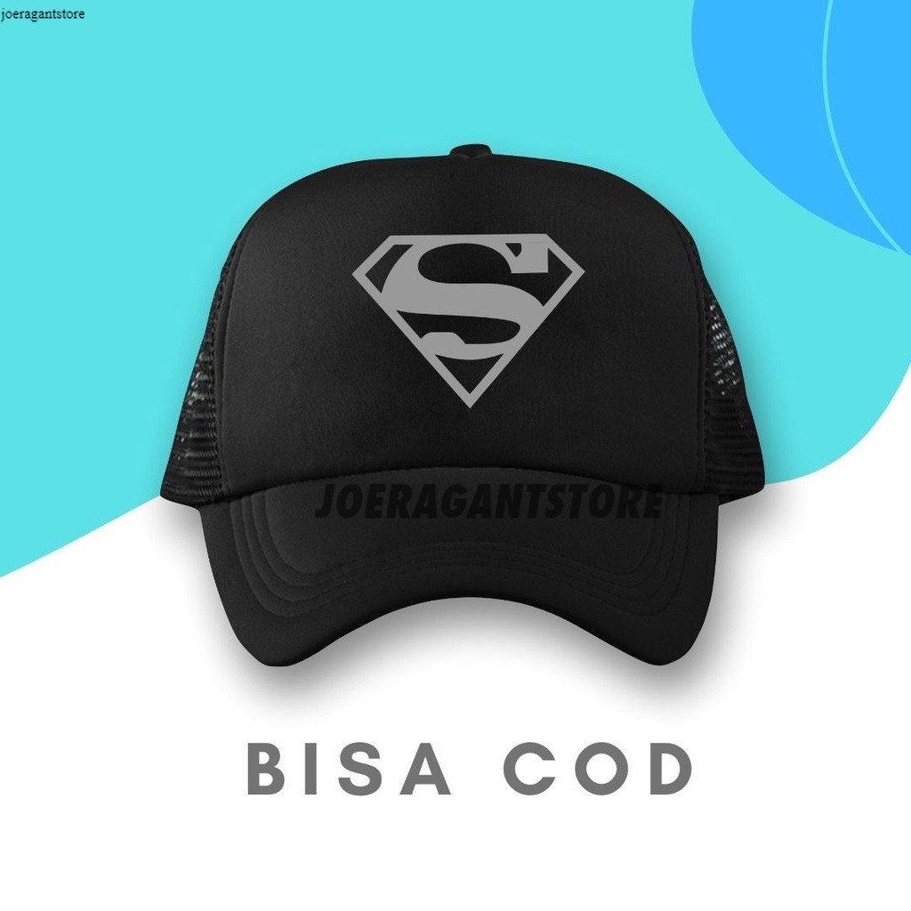 Topi Trucker Topi Jaring Hitam Topi Bisbol Logo Superman Topi Jaring Polos Topi Jaring Pria JS