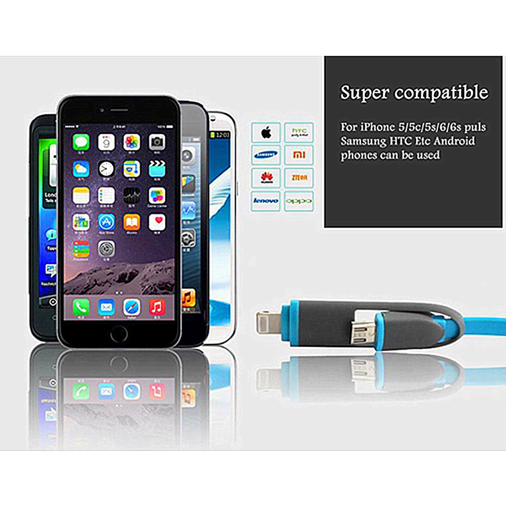 Kabel Data / Charger Micro USB 2in1 untuk iPhone / Android