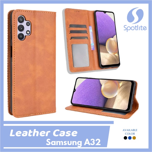FLIP COVER SAMSUNG A32 4G LEATHER CASE DOMPET HP KULIT SPOTLITE