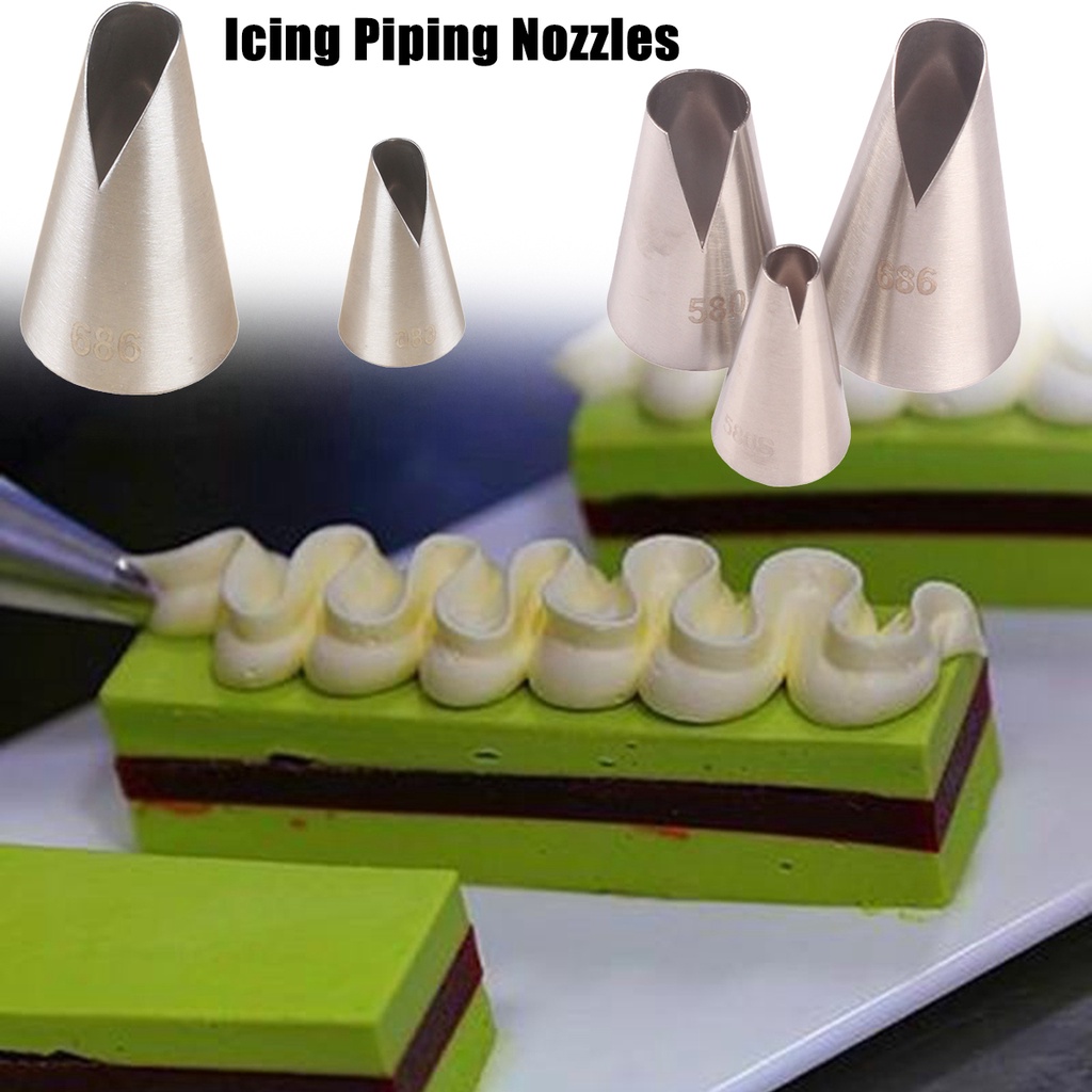 1 / 3pcs Nozzle Icing Piping Bahan Stainless Steel Desain Santa Anna Untuk Dekorasi Kue