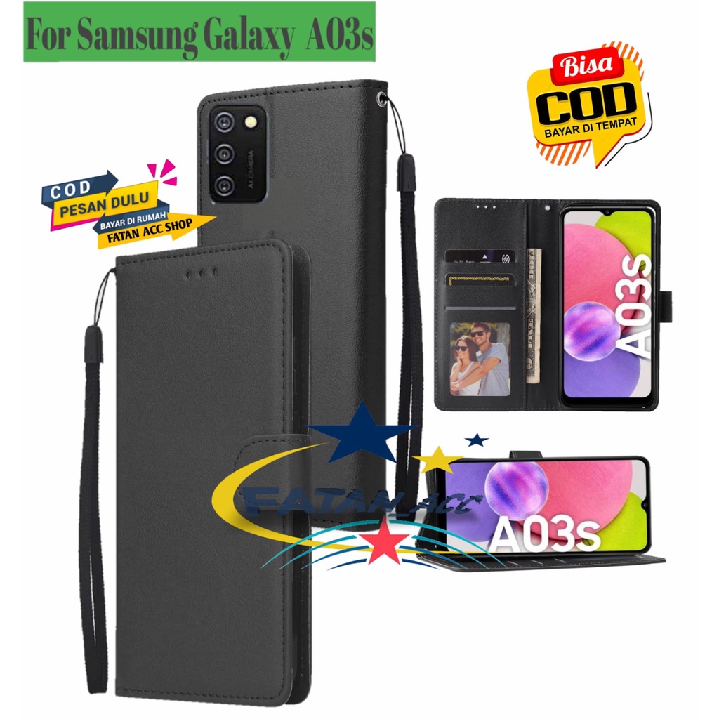 SAMSUNG GALAXY A03s FLIP LEATHER CASE PREMIUM-FLIP WALLET CASE KULIT UNTUK SAMSUNG GALAXY A03s- CASI