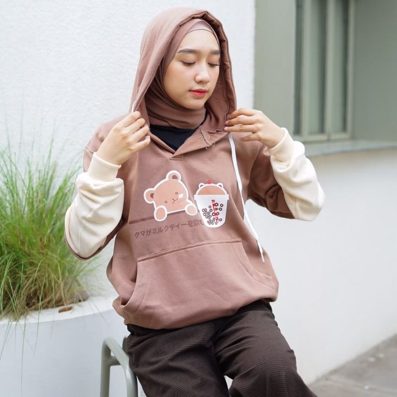 Sweater Hoodie Jaket Outerwear Pakaian Pria Wanita Oversize Korean Panda Combinasi