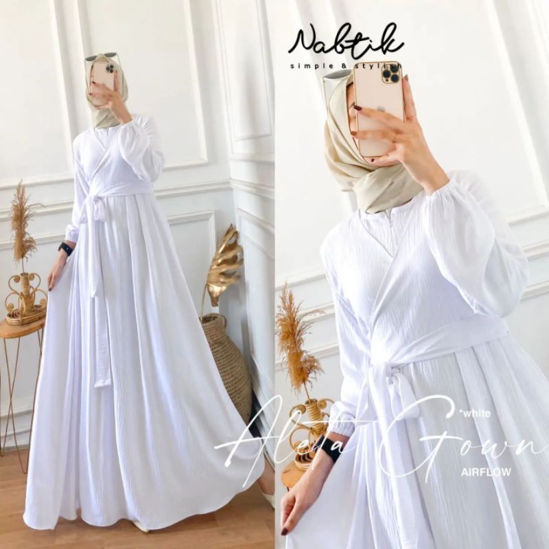 ALETA GROWN DRESS MUSLIM WANITA TERBARU CRINCLE AIR FLOW/ELIF DRESS/GAMIS MUSLIM WANITA SIZE L XL/DRESS CRINKLE PREMIUM/FAR MOSLEMSTORE