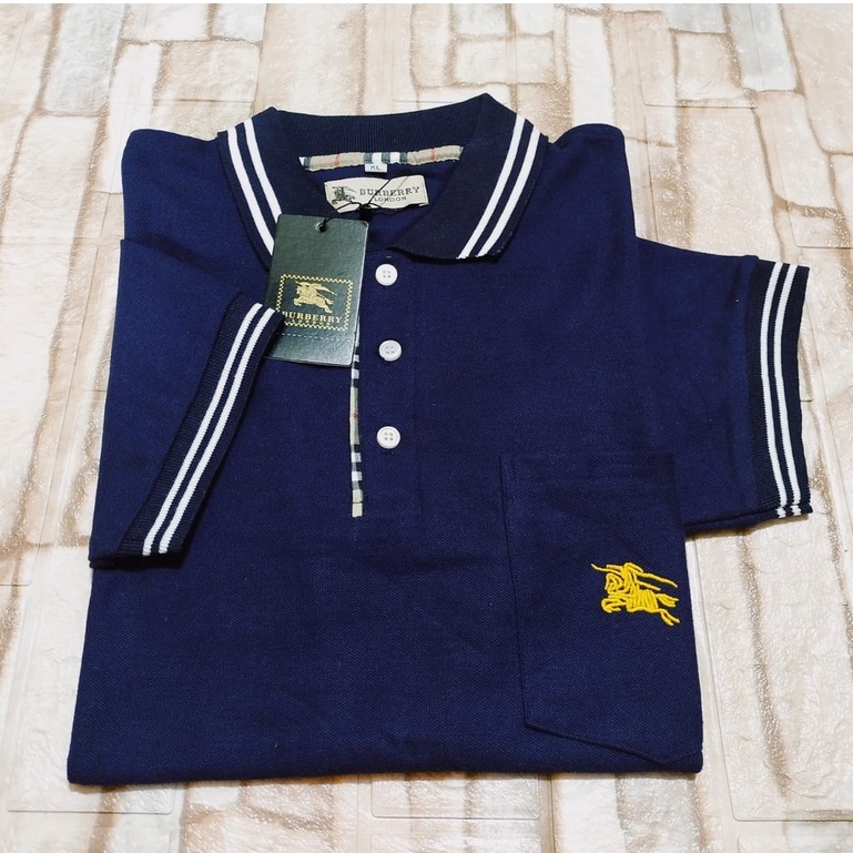 Kaos polo shirt polos kerah kombinasi lengan pendek // atasan baju kaos kerah seragaman pria dan wan