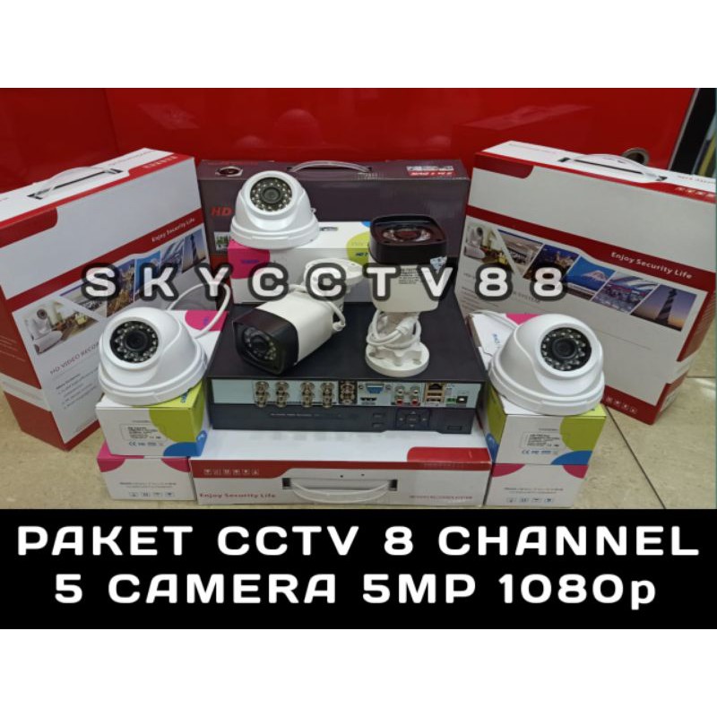 Paket Cctv Xmeye 8 Channel 5 Camera 5Mp Full HD 1080p Komplit+HDD 2TB