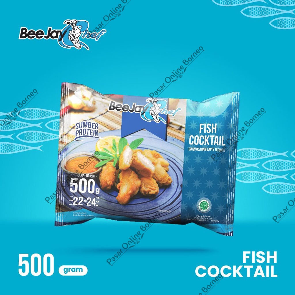 

BeeJay Chef Fish Cocktail Ikan Olahan Lapis Tepung 500 Gram Frozen Food