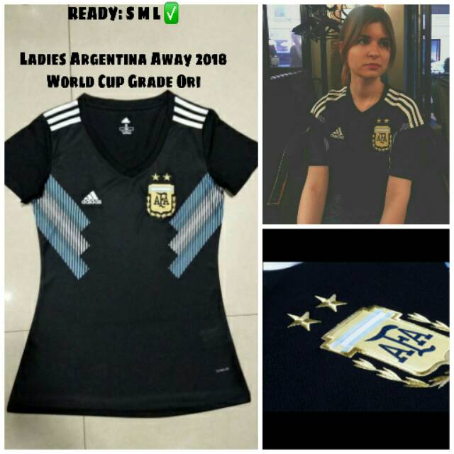 Jersey baju bola cewe argen away argentina away Ladies 2018 Piala dunia Grade Ori
