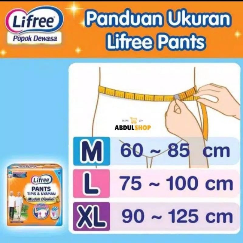 Lifree  Popok Celana Dewasa (M/L/XL/XXL) /48pcs/1 karton