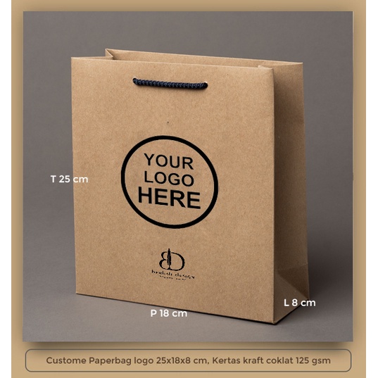 

10 Pcs paper Bag logo kraft 125gr 25 x 18 x 8 kraft coklat tas kertas (PO)
