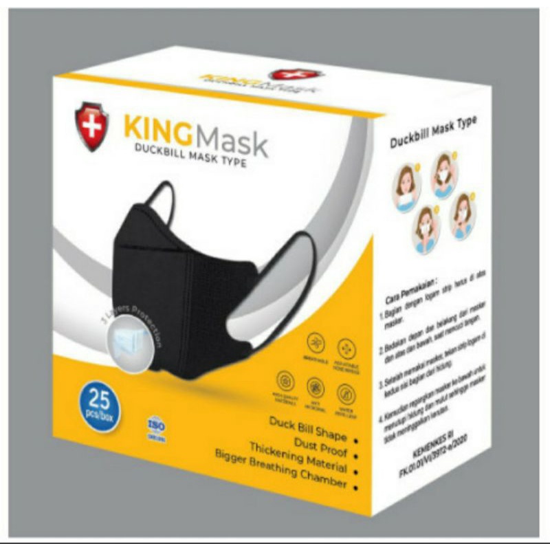 Masker duckbill KINGMASK 3 ply garis premium mask 1 box 25pcs