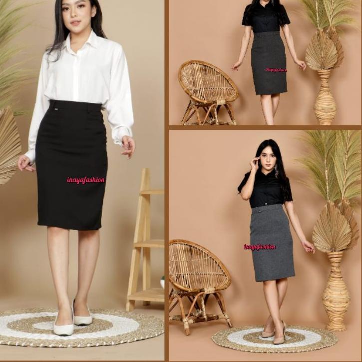 ✴ Rok Kerja Pendek Hitam Span 3/4 Bahan Formal Kantor / Rok Pendek Wanita Hitam Polos / Rok Pendek ✹