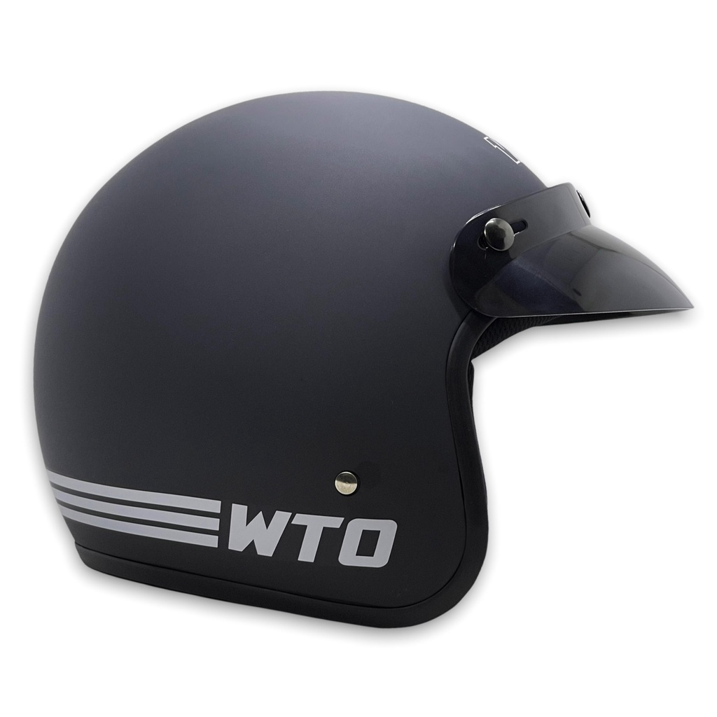 [Helm Dewasa] WTO Helmet Retro Pet - CLS1 - Hitam Doff