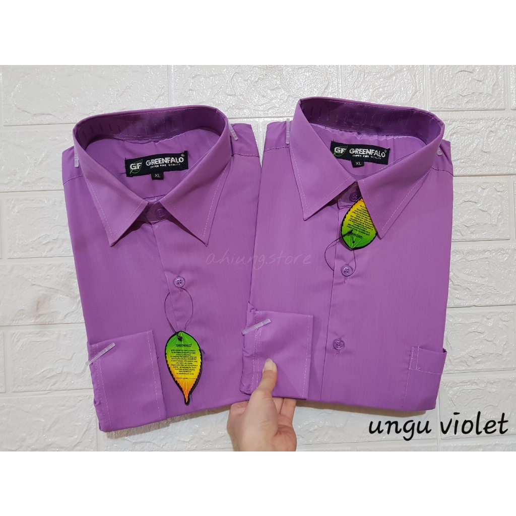 KEMEJA PRIA GREENFALO - KEMEJA POLOS LENGAN PANJANG PRIA WARNA UNGU TUA / UNGU TERONG / UNGU ANGGUR / UNGU VIOLET / UNGU BIRU / LAVENDER / UNGU LILAC / UNGU MUDA / UNGU PINK