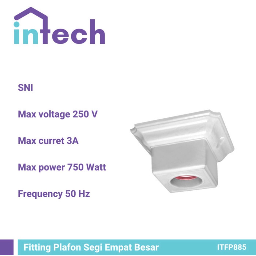 Intech Fitting Lampu Segi Plafon ITFP885 Fitting Lampu Kotak Intech