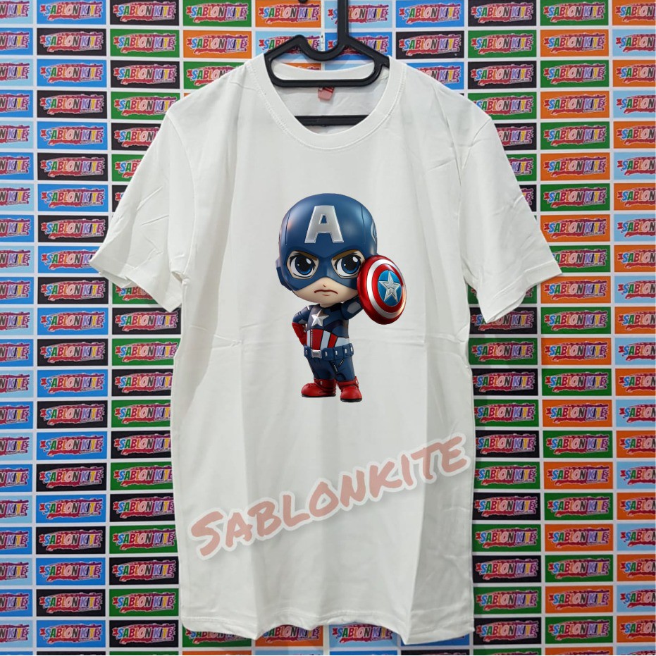 MURAH !!! KAOS SABLON CAPTAIN AMERICA 3 BAHAN KAOS COTTON COMBED 30S