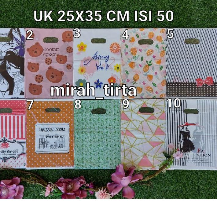 

♥️♥️25x35cm Kantong kresek plong motif olshop . kantong plastik plong motif 25x35 Kresek pond motif ➣
