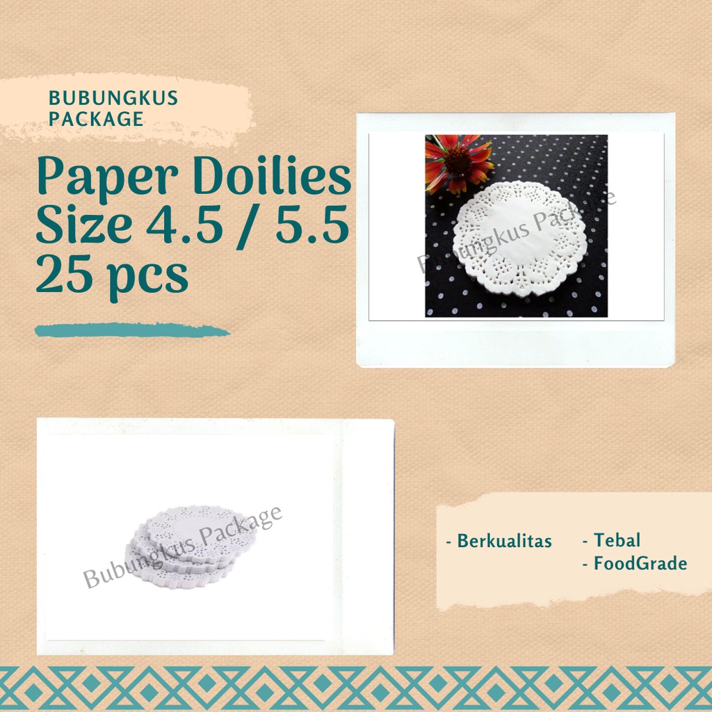 

Paper Doilies 4.5" / 5.5" isi25pcs / Paper Doyley / Doyley Paper / Paper Doiley / Kertas Renda Bulat