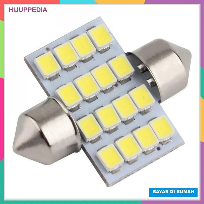 Lampu LED Interior Kabin Plafon Mobil Putih Terang 31mm Festoon 16 SMD