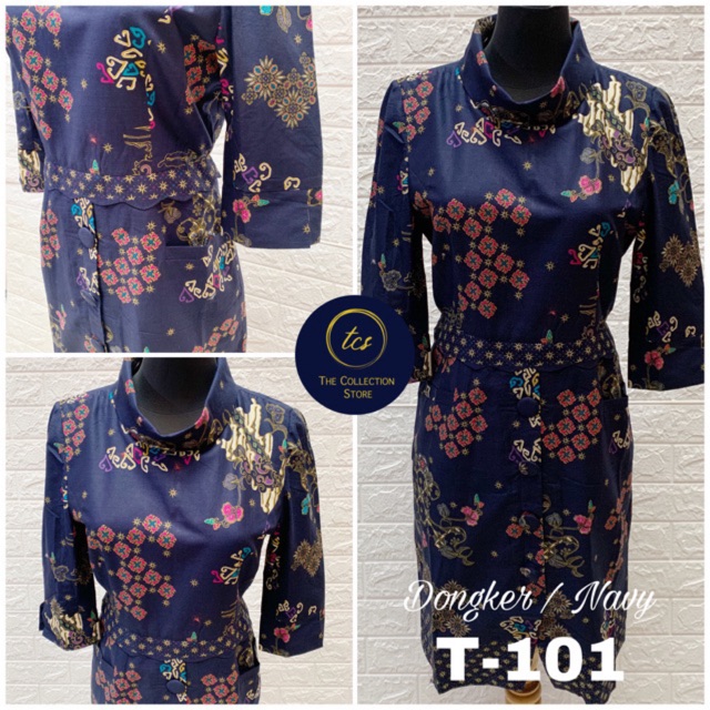 DRESS BATIK TUNIK KATUN TANGAN 3/4 PANJANG 100CM