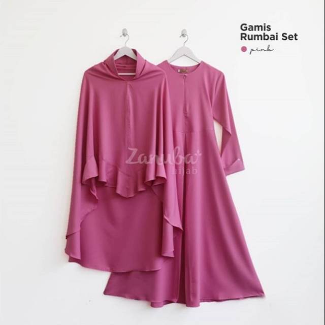 Zanuba Original. Gamis Set Rumbai Pink